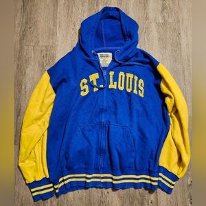 New York Popular St. Louis Full Zip Hoodie Sweatshirt Blue Yellow XL